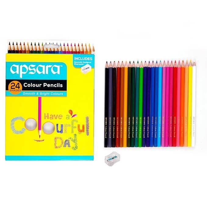 Apsara Colour Pencils | Brilliant Colours | Hex Shape | Easy Grip | Superior Lead Quality | School & College use (24 Full Size), Multicolor - Image 3